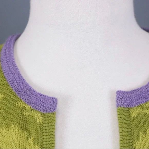 Oleana Floral Knit Cardigan in Olive and Lavender